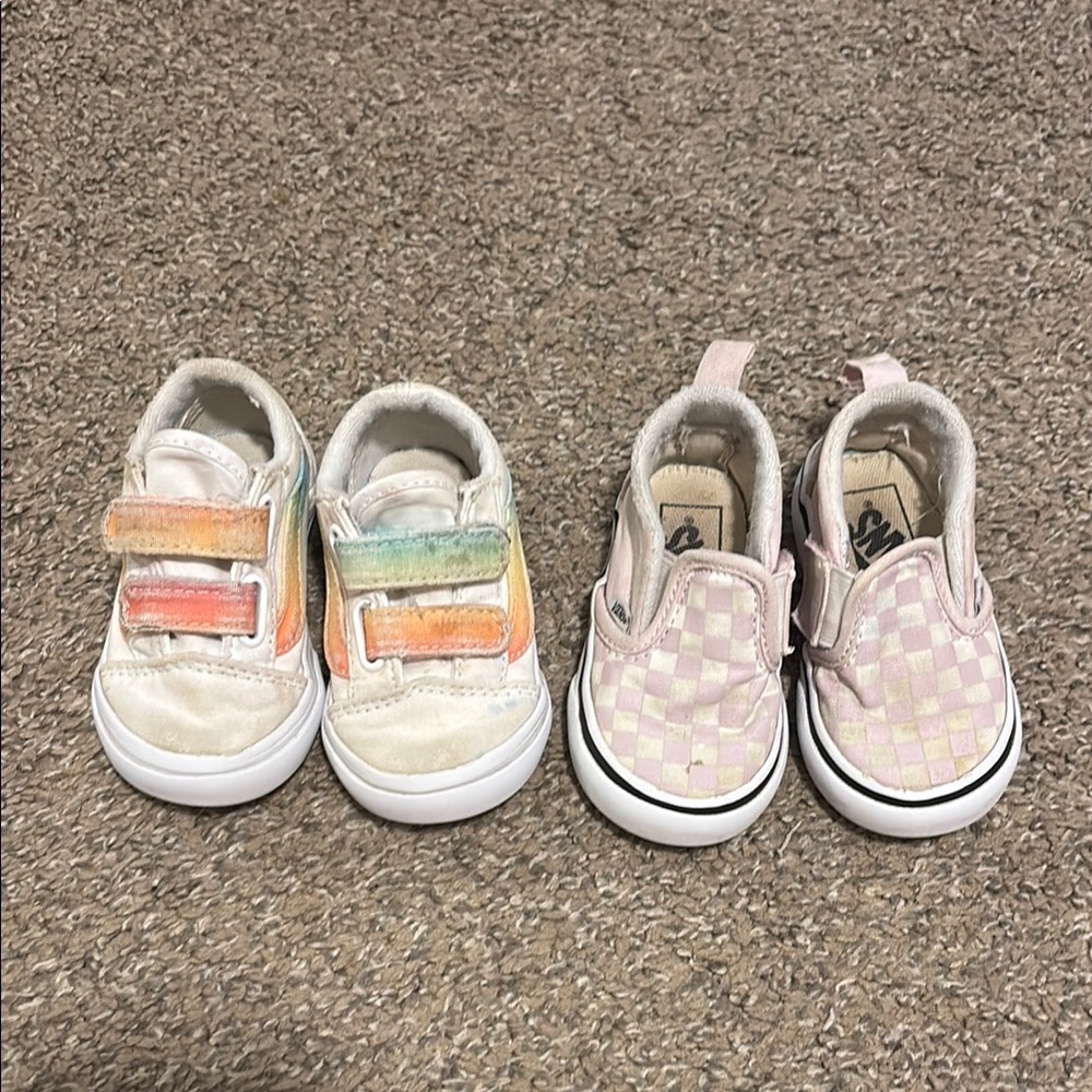 Vans Rainbow Toddler Sneakers and Purple/White Slip-On Toddler Sneakers